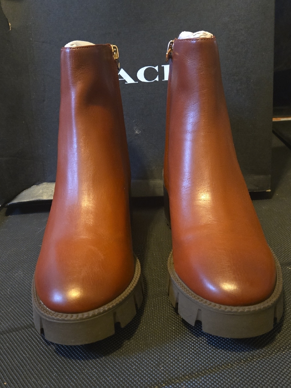 Coach Chrissy Leather Bootie Res Mocha Size 8.5 - Picture 3 of 9